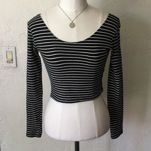American apparel black & white striped crop top